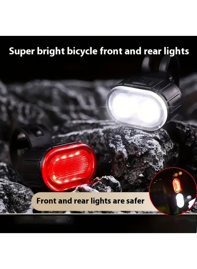 مجموعة أضواء الدراجة LED للشحن عبر USB، مصنوعة من مادة ABS، مع مصباح أمامي وخلفي لركوب الدراجات في الهواء الطلق - Image 3